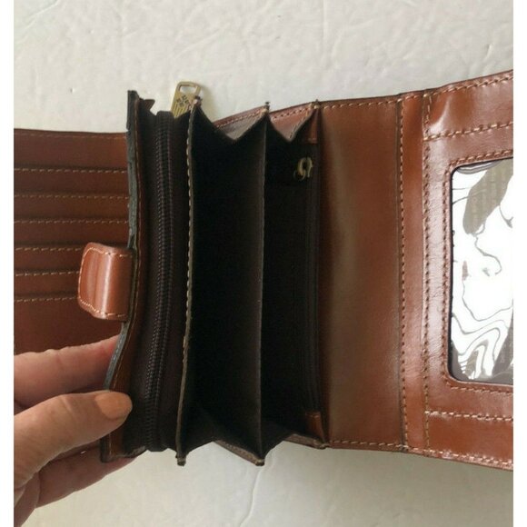 Patricia Nash Wallet Tooled Trifold Cametti Leather Florence Brown New - Picture 6 of 12